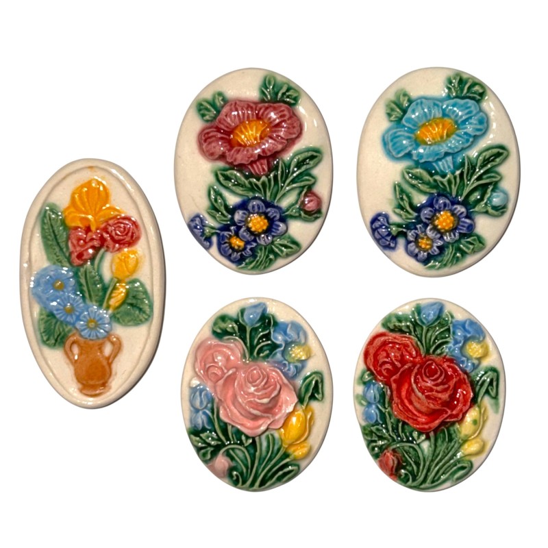 Série complète de 5 fèves St Thierry - Fleurs 2015