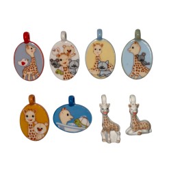 Série complète de 8 fèves Sophie la girafe pendentifs 2015
