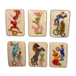 Série complète de 6 fèves Les timbres du cirque 2016